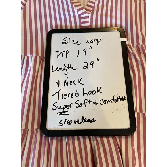 Sew In Love Top Size Large Tiered V Neck Sleeveless  Pink Striped Summer Blouse - Picture 11 of 11